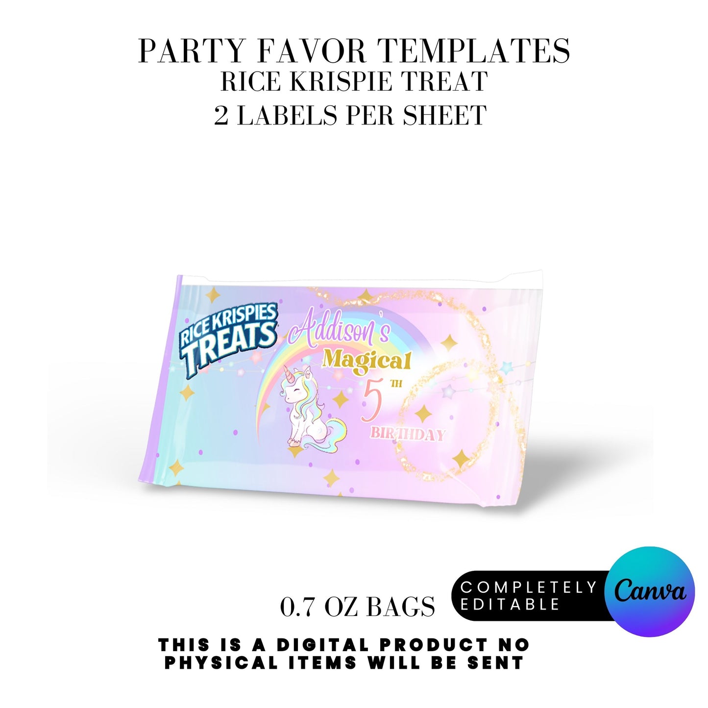 Magical Unicorn Birthday Party Favor Templates