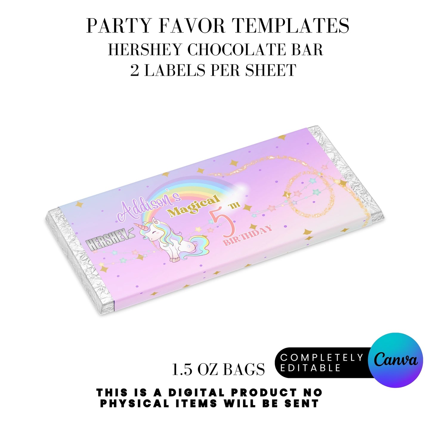 Magical Unicorn Birthday Party Favor Templates