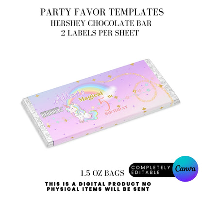 Magical Unicorn Birthday Party Favor Templates