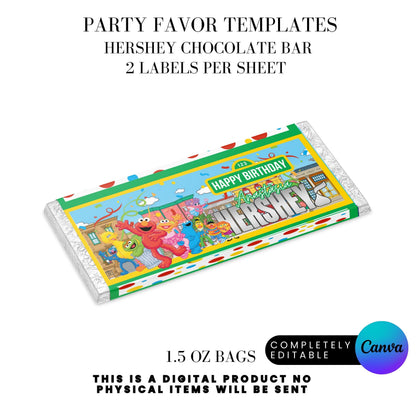 Sesame Street Birthday Party Favors Templates Bundle