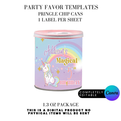 Magical Unicorn Birthday Party Favor Templates