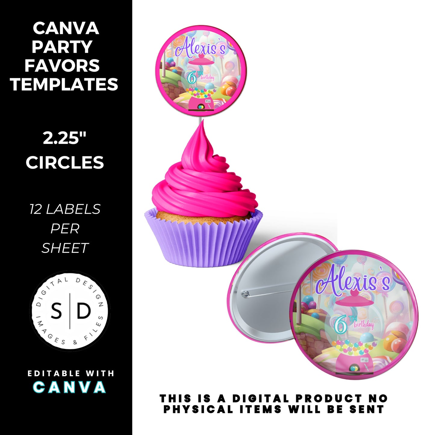 Candy Land Sweets Birthday Party Favor Templates