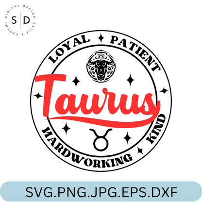 Taurus Zodiac Sign Round Frame Retro SVG