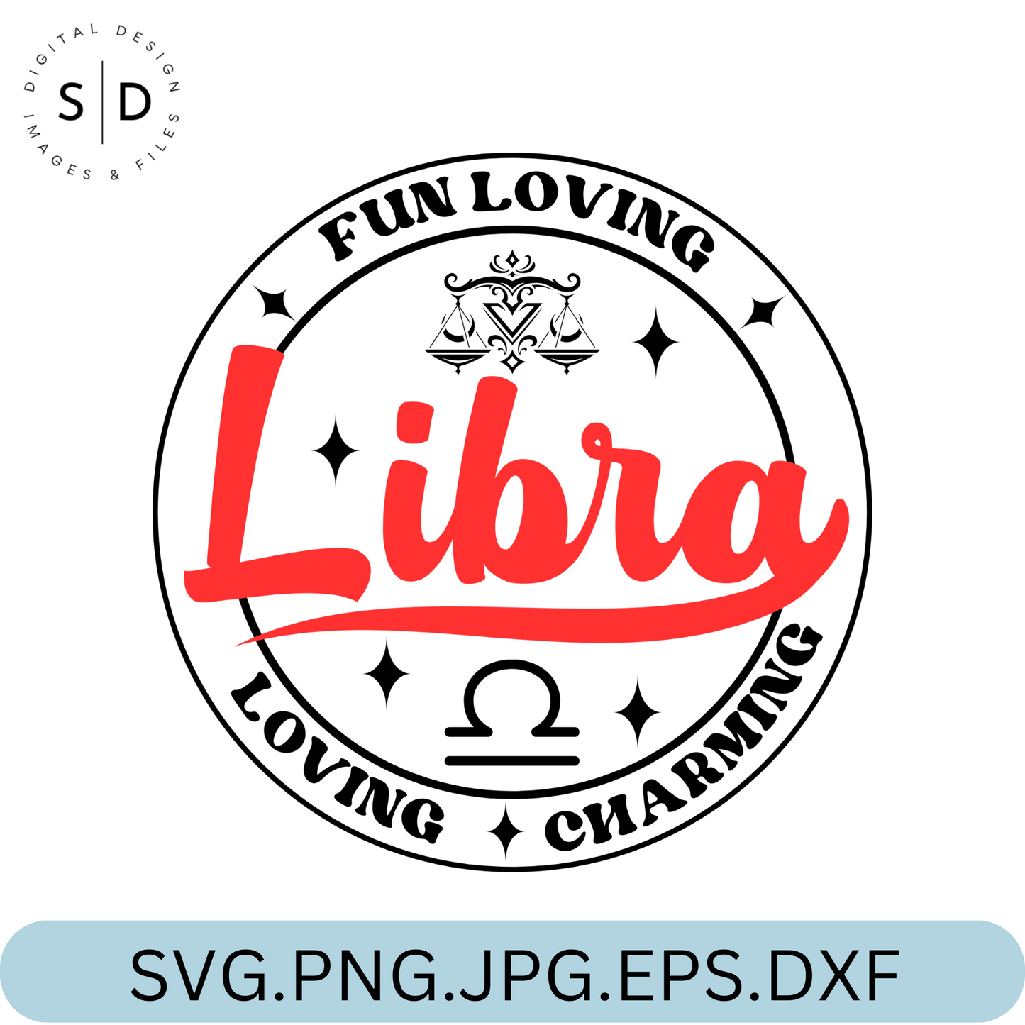 Libra Zodiac Sign Round Frame Retro SVG