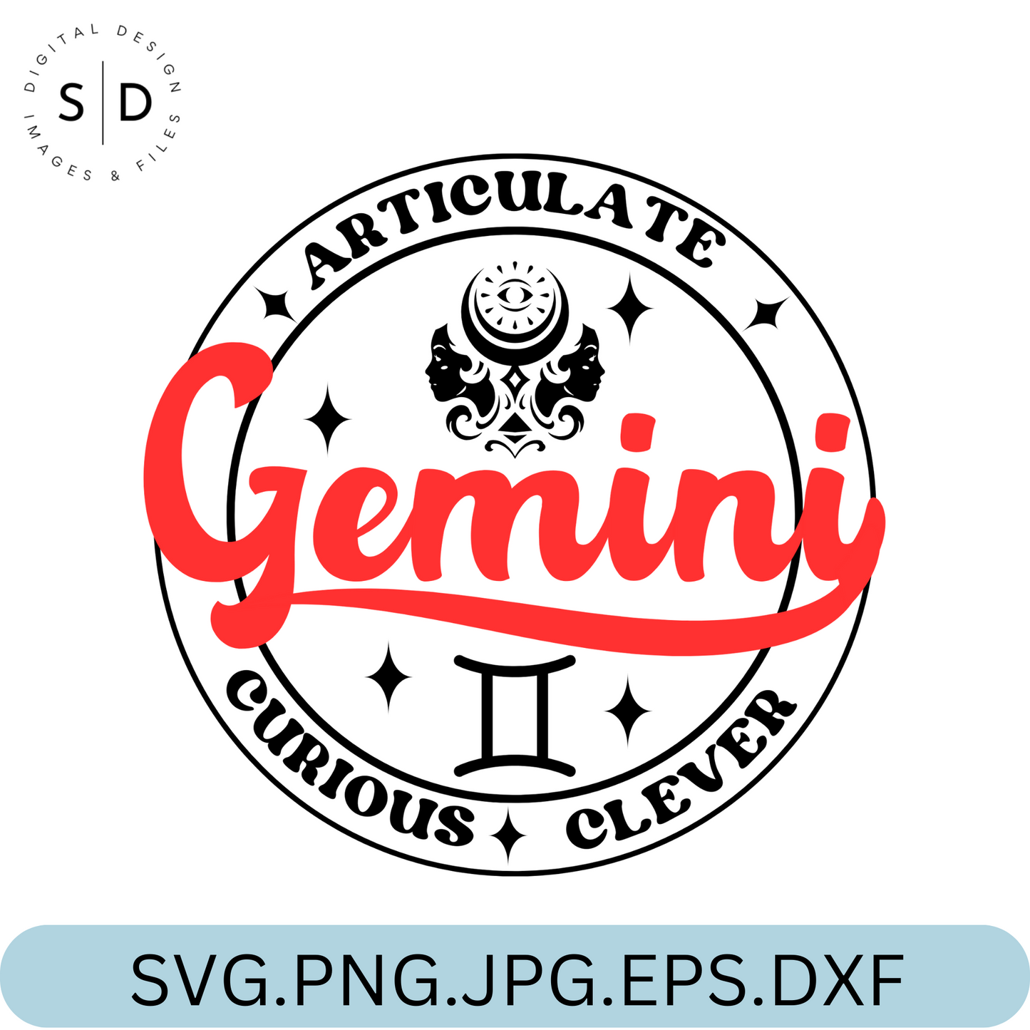 Gemini Zodiac Sign Round Frame Retro SVG