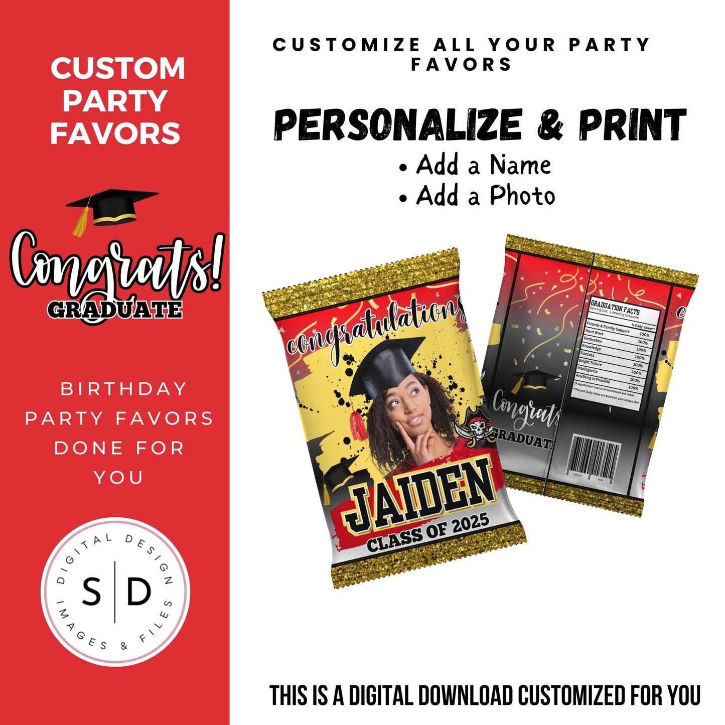 Class of 2025 Graduation Party Favor Canva Template Bundle 🎓✨