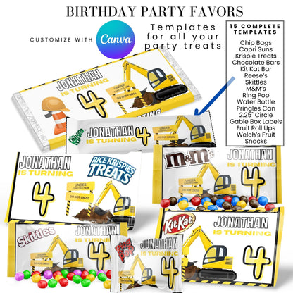 Under Construction Birthday Party Favor Templates Bundle