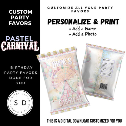 Pastel Carnival Birthday Party DFY Favor Bundle