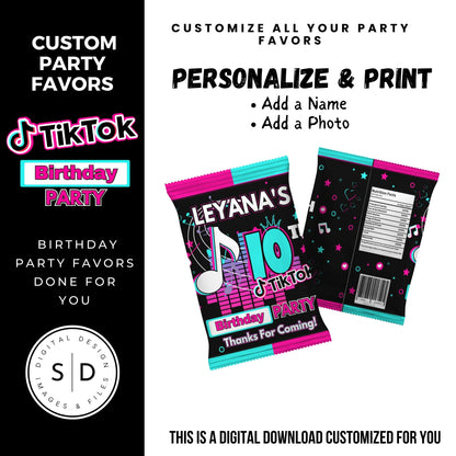 Tik Tok Social Media Party Printable Favor Designs DFY
