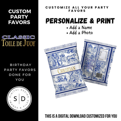 Classic Toile De Juoy Blue Party Printable Favor Designs DFY