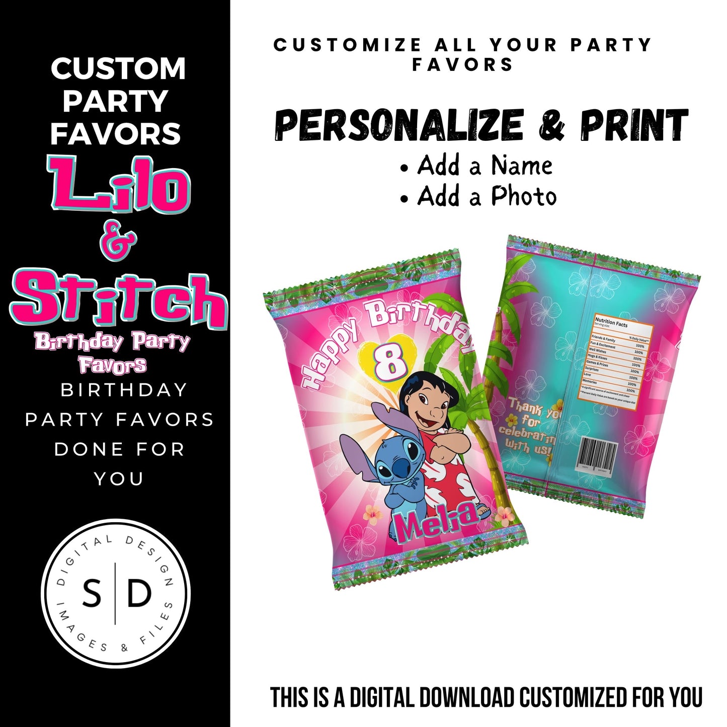 Lilo & Stitch Birthday Party DFY Favor Bundle
