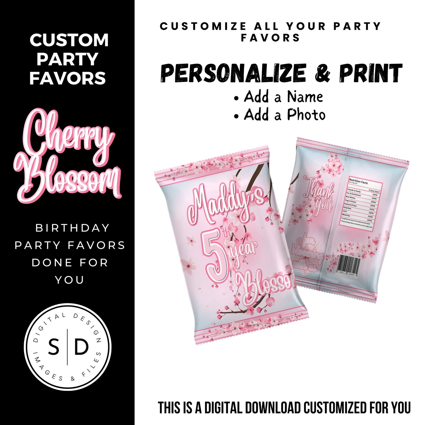 Cherry Blossom Party Printable Favor Designs DFY