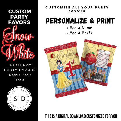Snow White Party Favor Templates Bundle