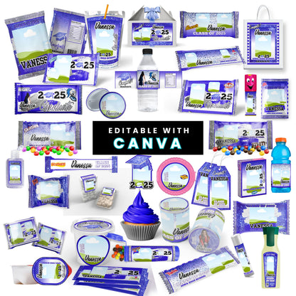 Congrats Class of 2025 – Blue & Silver Graduation Party Favor Bundle