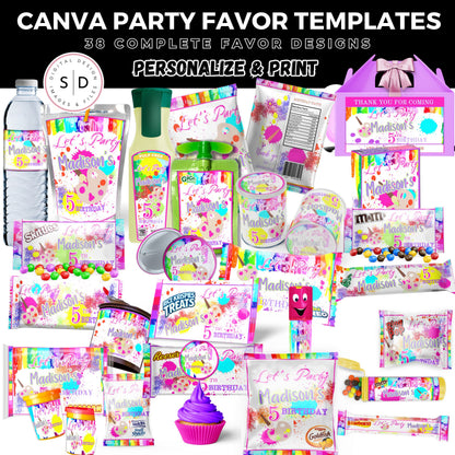 Let's Paint Birthday Party Favor Templates