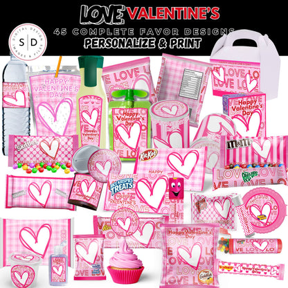 LOVE Valentines Party Favors Templates Bundle