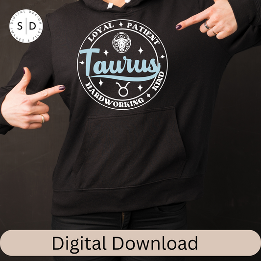 Taurus Zodiac Sign Round Frame Retro SVG