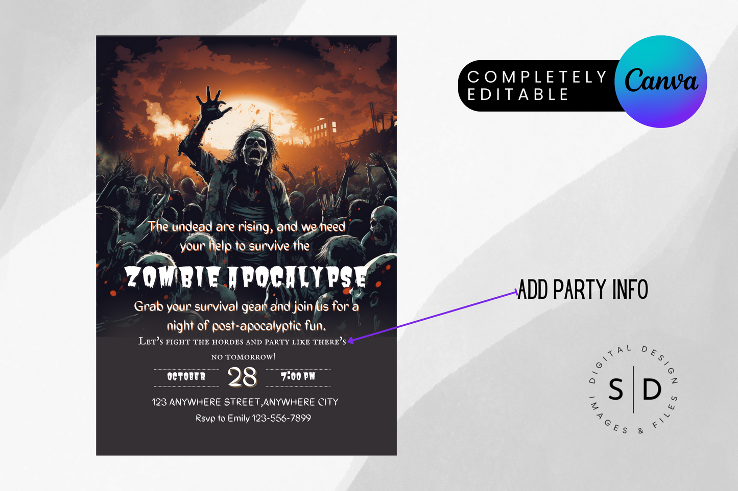 Zombie Apocalypse Halloween Party Invitation