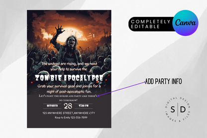 Zombie Apocalypse Halloween Party Invitation