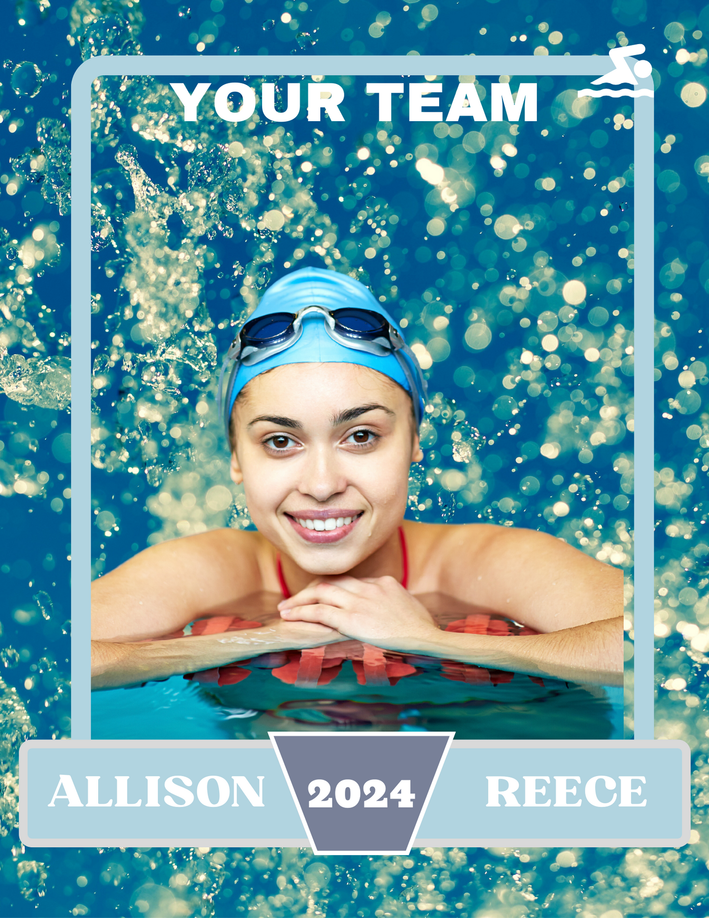 Swimmer Trading Card Templates Bundle