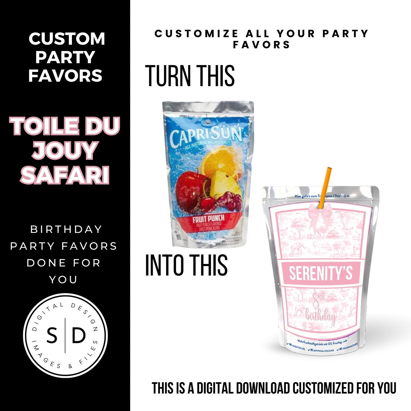 Toile du Jouy Safari Party Printable Favor Designs DFY