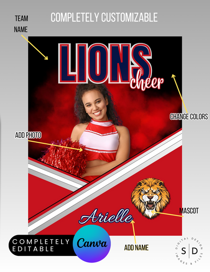 Cheer Player Trading Card Templates Bundle