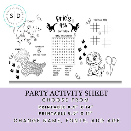 Dinosaur Party Activity Sheet