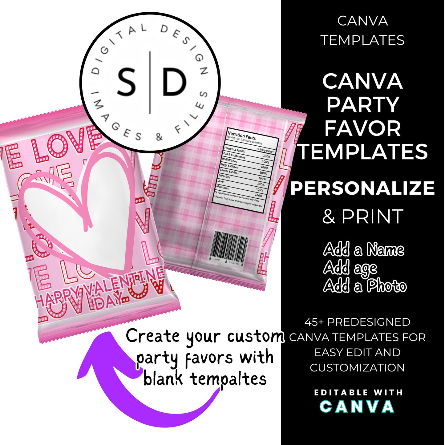 LOVE Valentines Party Favors Templates Bundle