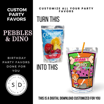 Pebbles & Dino Stone Age Birthday Party Favors DFY