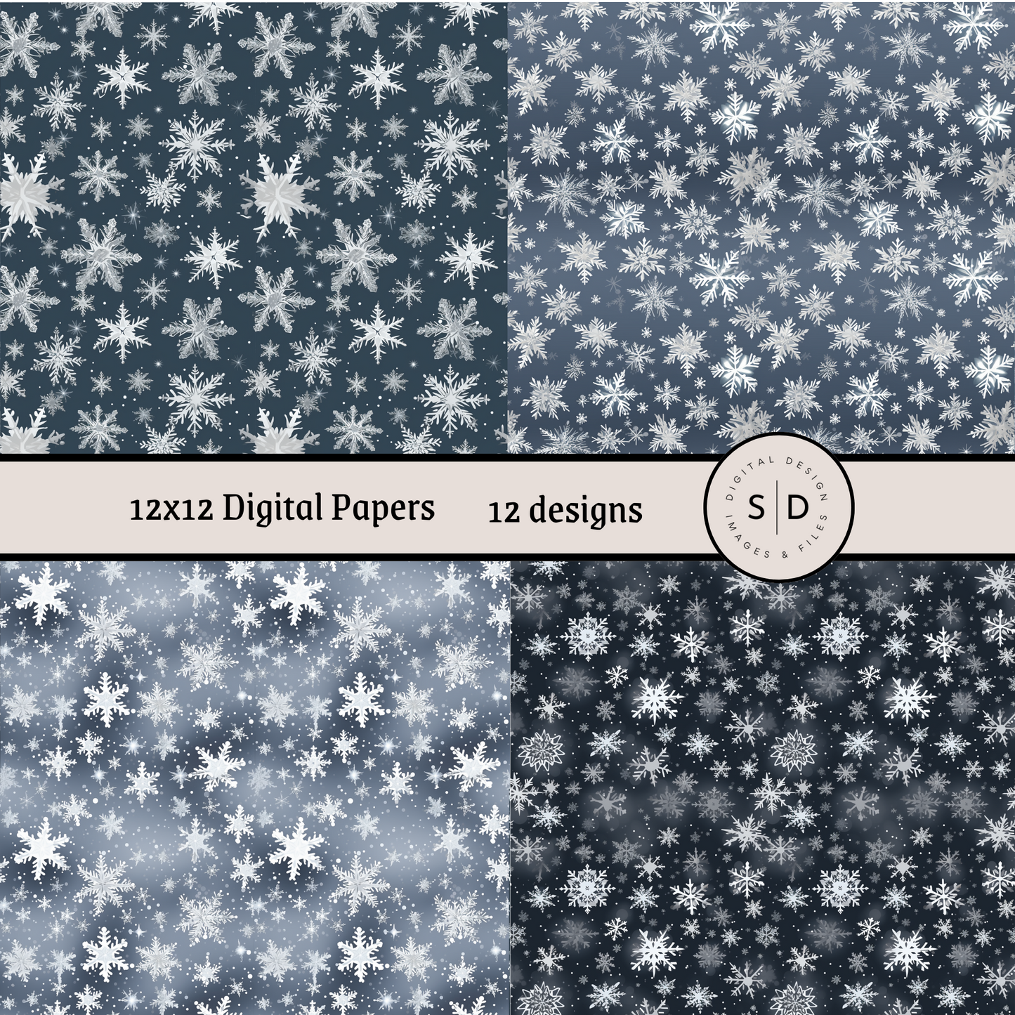 Christmas Snowflake Vol 1 Blue Seamless Digital Papers