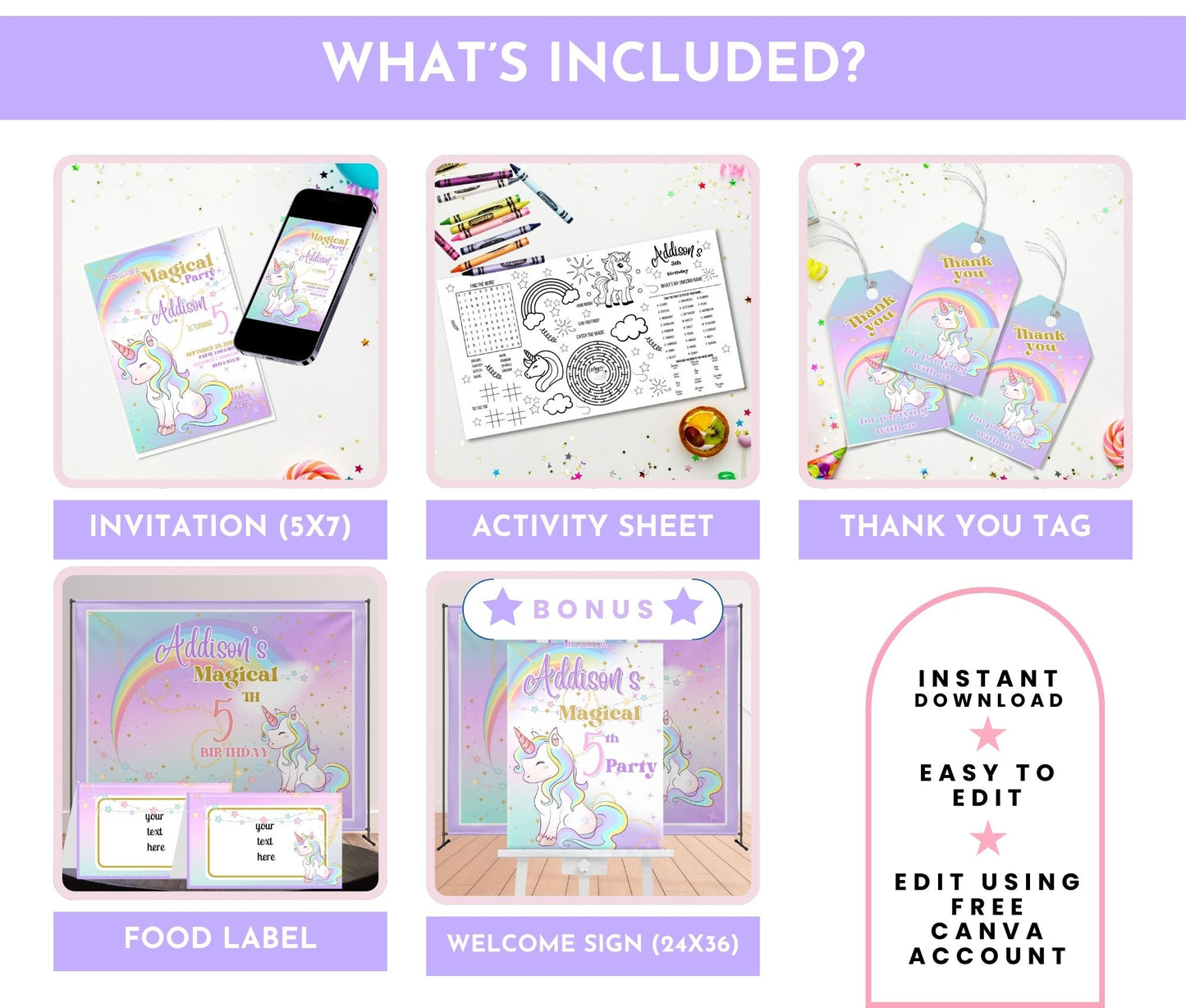 Magical Unicorn Complete Birthday Party Pack
