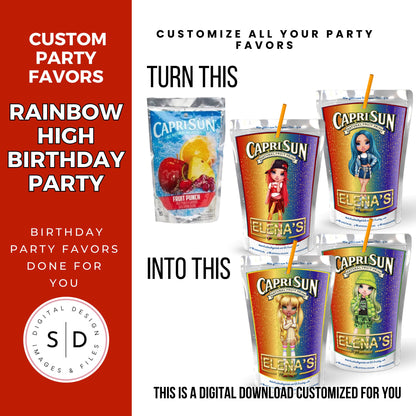 Rainbow High Birthday Party Favors DFY