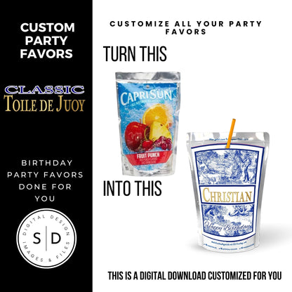 Classic Toile De Juoy Blue Party Printable Favor Designs DFY