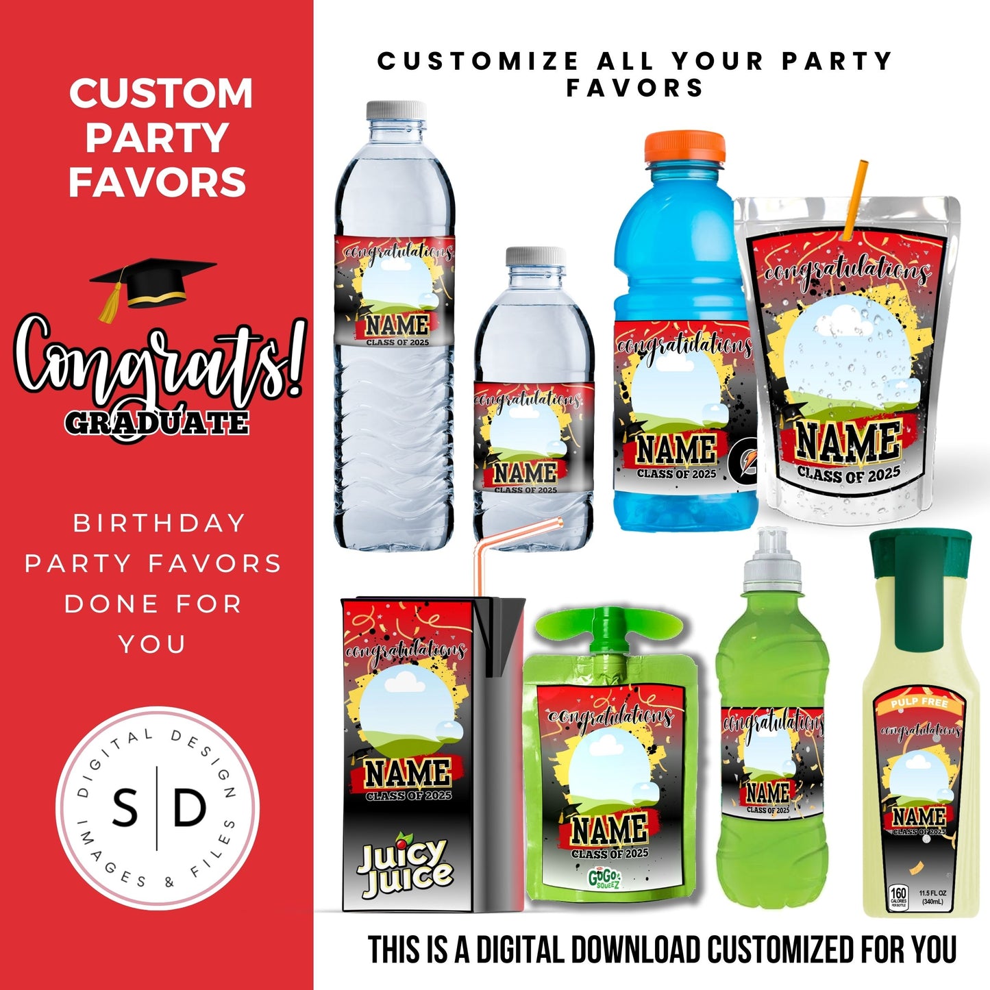 Class of 2025 Graduation Party Favor Canva Template Bundle 🎓✨