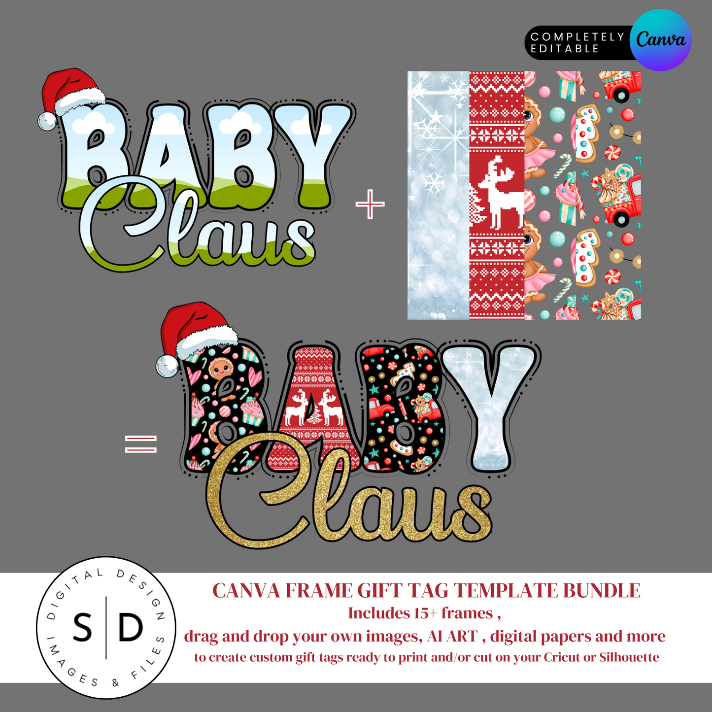 Family Claus Canva Frames Bundle - Printable & Sublimation Art Template