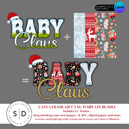 Family Claus Canva Frames Bundle - Printable & Sublimation Art Template