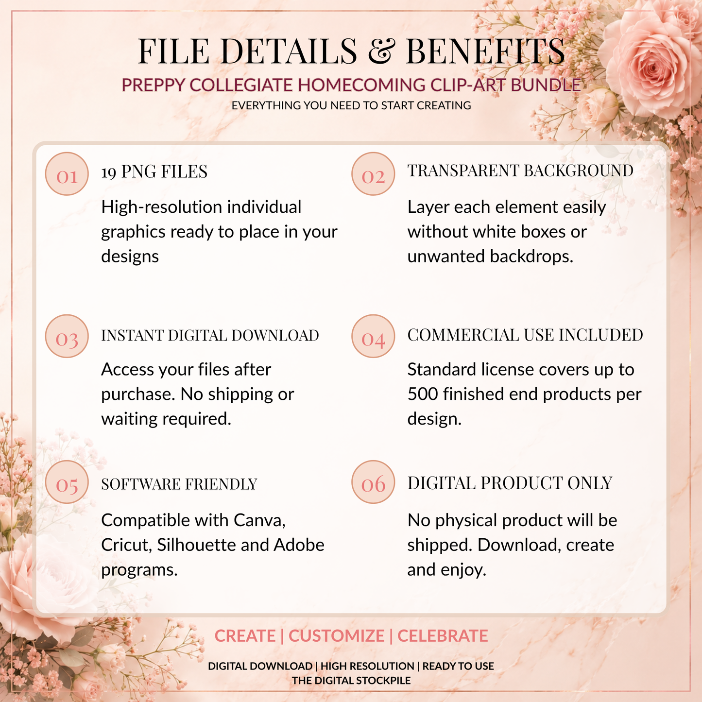 Preppy Collegiate Homecoming Clipart Bundle | 19 PNG Files