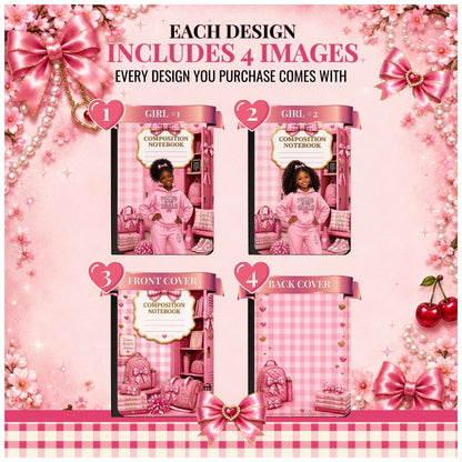 Coquette & Preppy Composition Notebook Cover Bundle | 10 Luxury School Cover Designs
