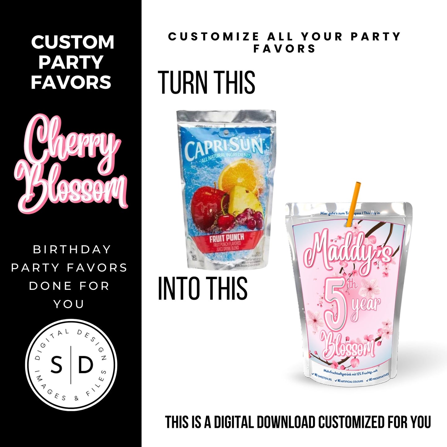 Cherry Blossom Party Printable Favor Designs DFY