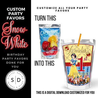 Snow White Party Favor Templates Bundle