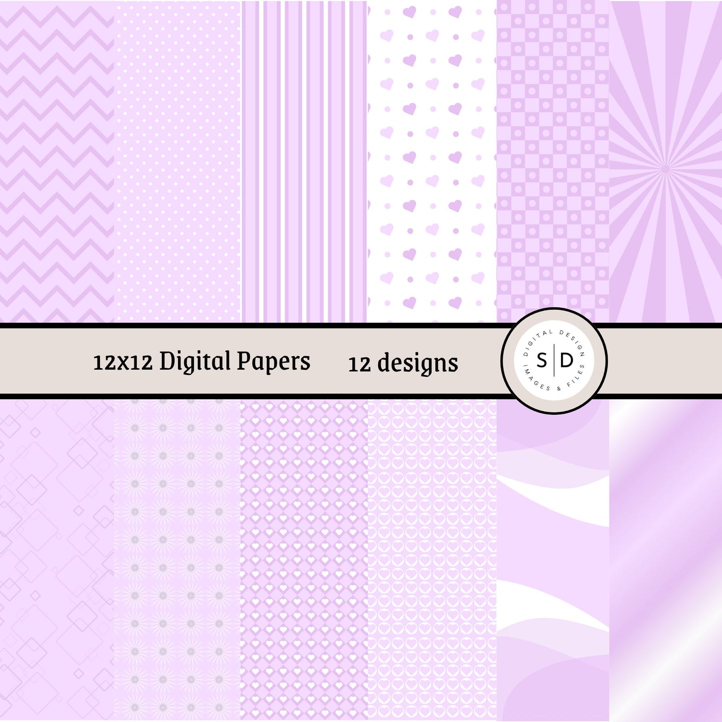 Pastel Pattern Paper Digital Papers Bundle