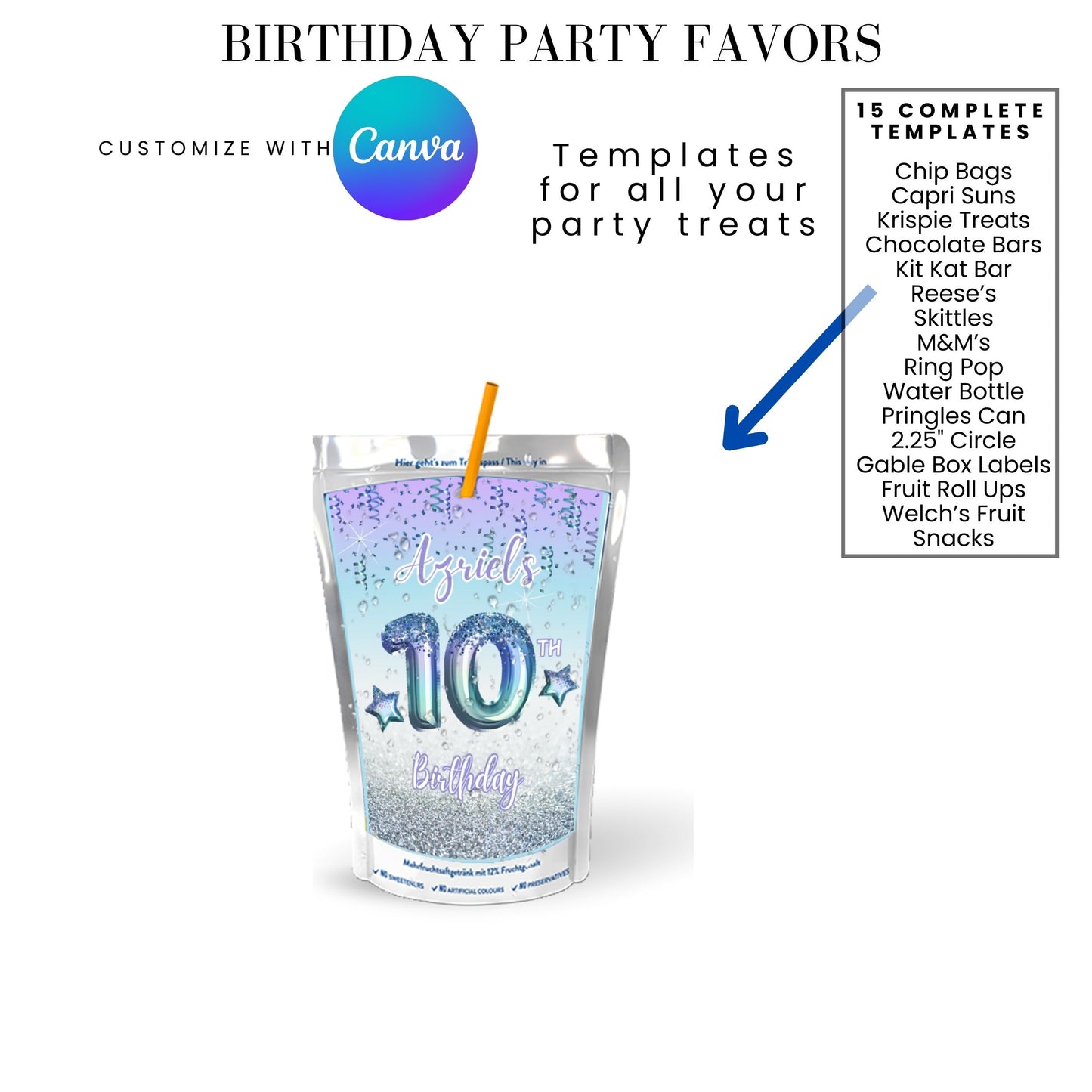Ocean Foils Birthday Party Favor Templates Bundle