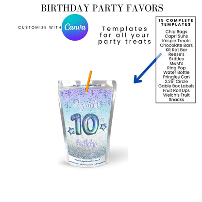 Ocean Foils Birthday Party Favor Templates Bundle
