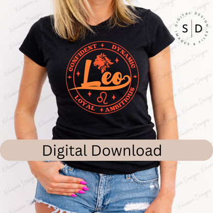 Leo Zodiac Sign Round Frame Retro SVG