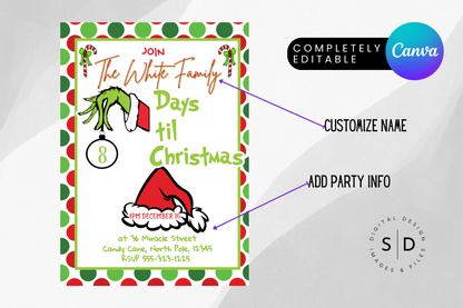 Merry Grinchmas Christmas Party Invitation