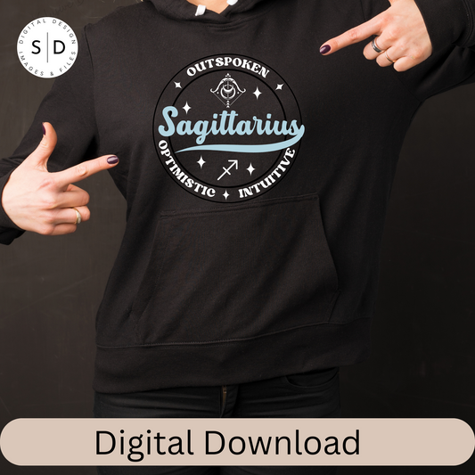 Sagittarius Zodiac Sign Round Frame Retro SVG
