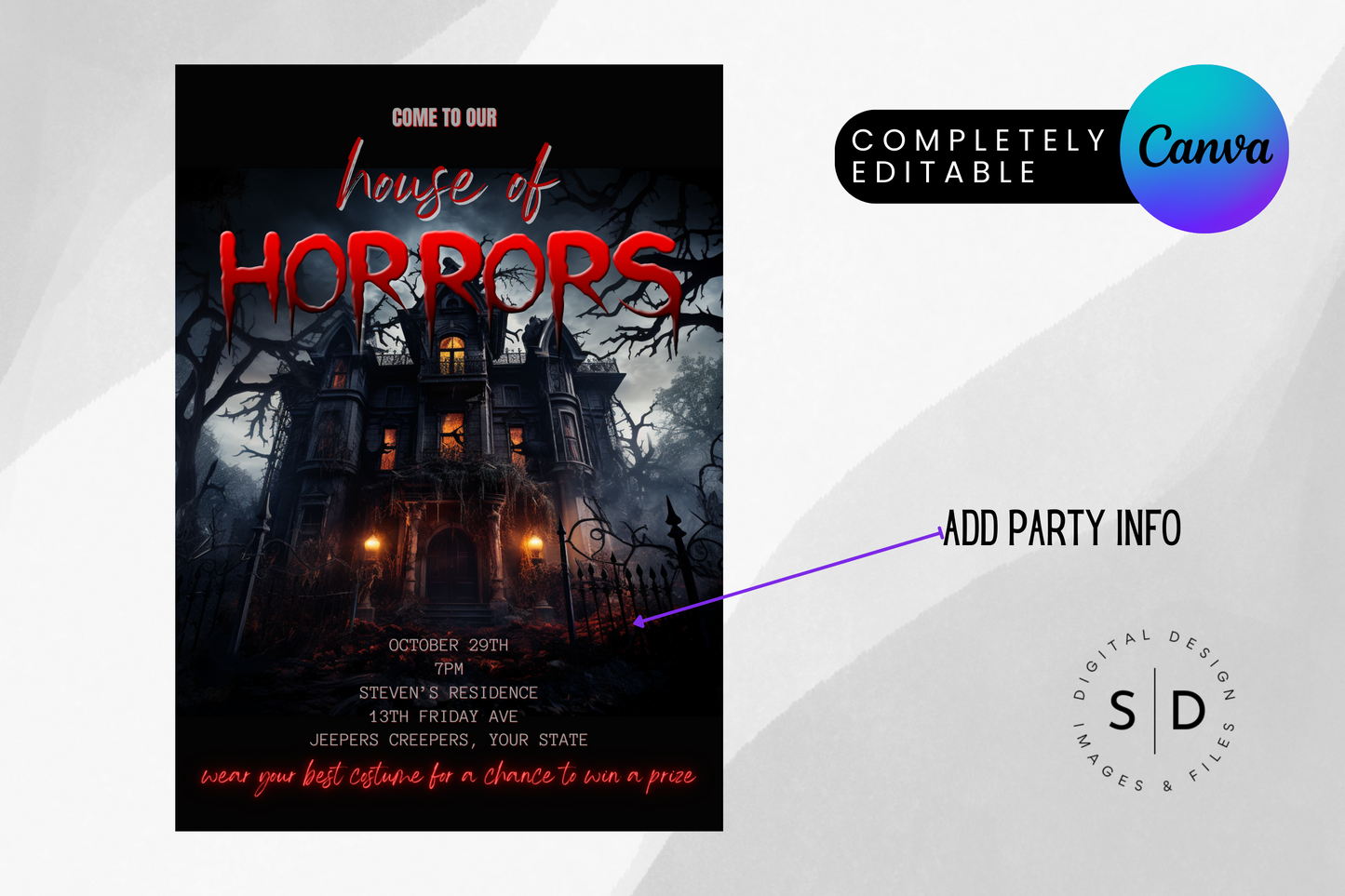 House of Horrors Halloween Party Invitation