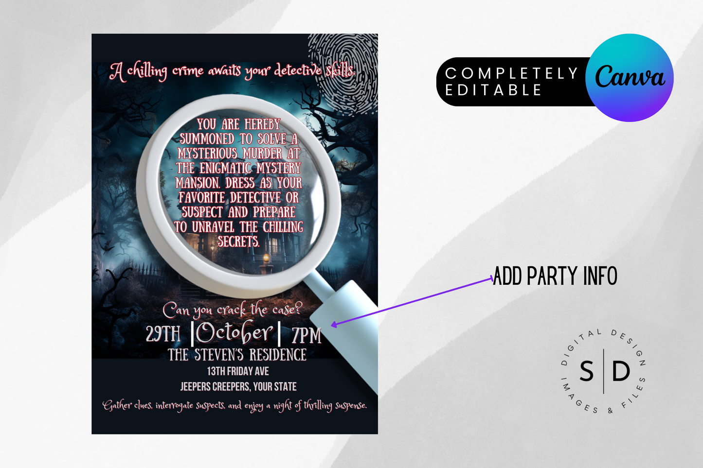 Crack The Case Mystery Halloween Party Invitation