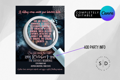 Crack The Case Mystery Halloween Party Invitation