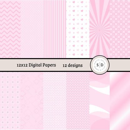 Pastel Pattern Paper Digital Papers Bundle